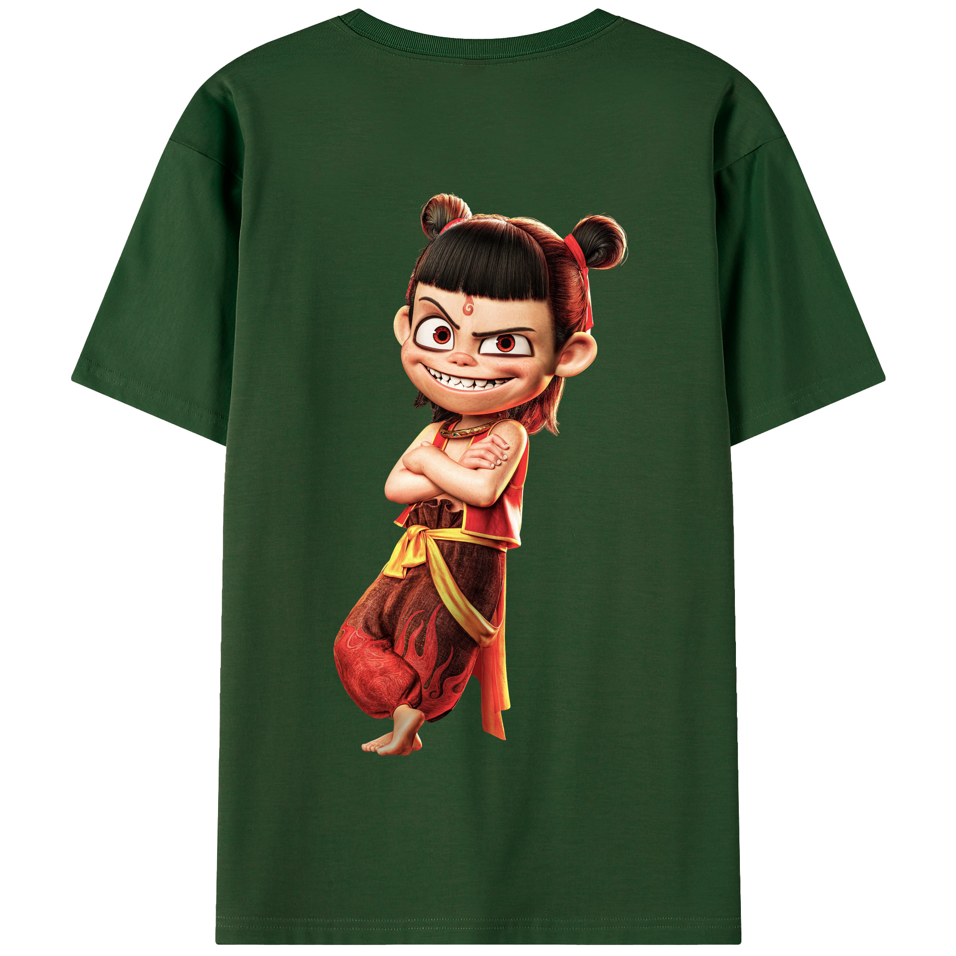 （画像用） Ne Zha 2 ナタ 魔童の大暴れ 綿100％半袖Tシャツ（背面プリント）